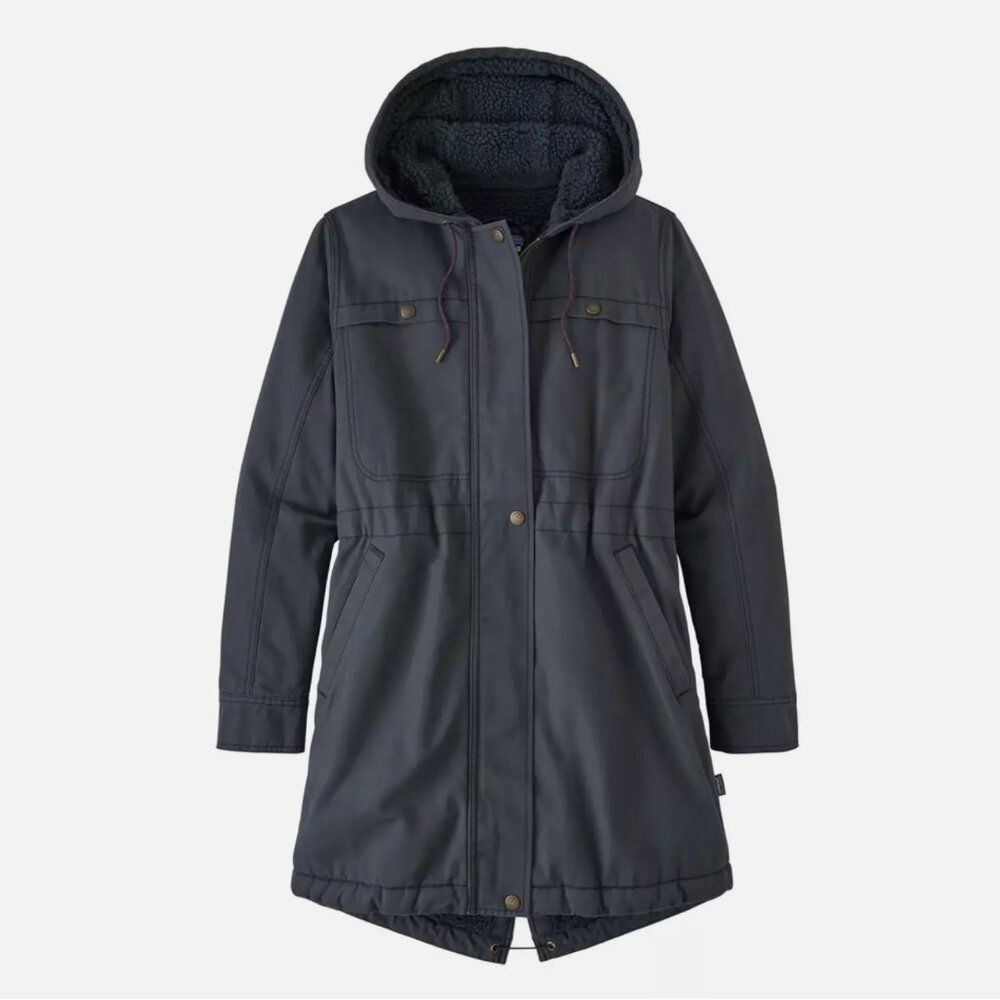 Patagonia Prairie Dawn Parka Blue Navy Gray Size Insulated Jacket Coat Women XL